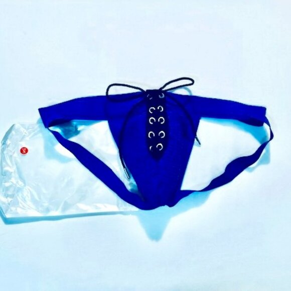 FIZX Mark by Undergear Solid Knit Lace-up Athletic Supporter/Jock- Blue / Black - Picture 2 of 13